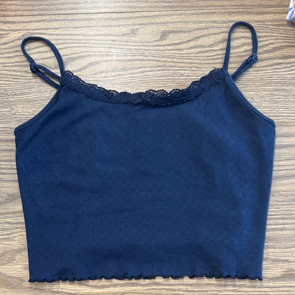 American Eagle Navy Blue Lace Tank Top